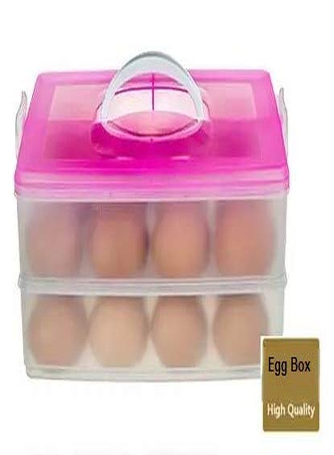 CPEX 2 Layer 24 Grid Plastic Refrigerator Eggs Storage Box Airtight Basket Large Capacity Egg Box, Egg Carrier Container, Egg Storage Case for Fridge - Multicolor (24 Grid) - Image 4
